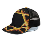 Flaming Star of David Print Black Mesh Trucker Cap