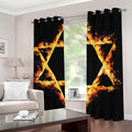 Flaming Star of David Print Dimout Grommet Curtains