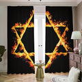 Flaming Star of David Print Dimout Pencil Pleat Curtains