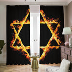 Flaming Star of David Print Blackout Pencil Pleat Curtains