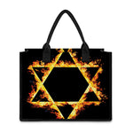 Flaming Star of David Print Canvas Tote Bag