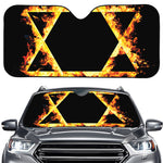Flaming Star of David Print Car Windshield Sun Shade