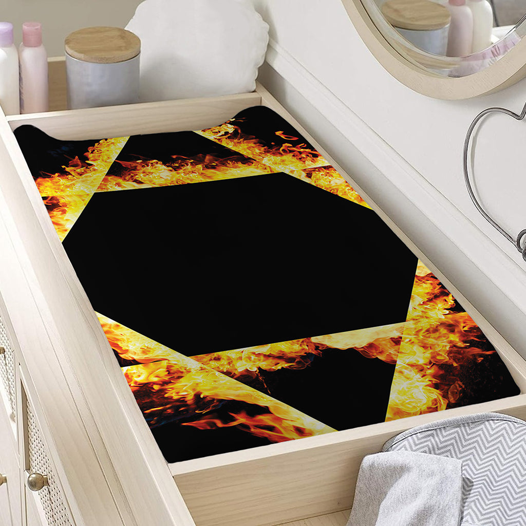 Flaming Star of David Print Changing Pad Cover