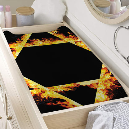 Flaming Star of David Print Changing Pad Cover