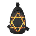 Flaming Star of David Print Sling Bag