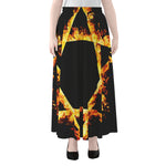 Flaming Star of David Print Chiffon Maxi Skirt