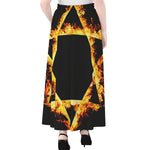 Flaming Star of David Print Chiffon Maxi Skirt