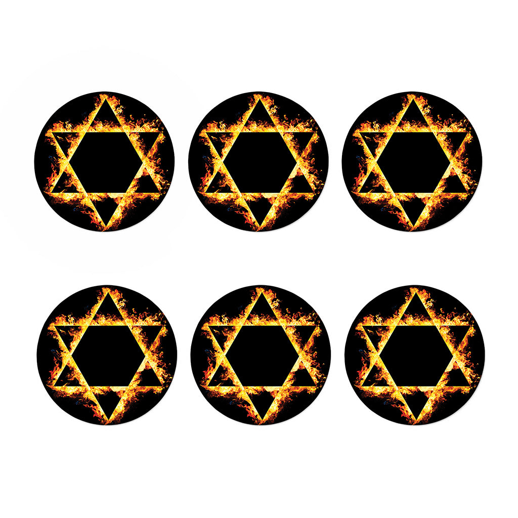 Flaming Star of David Print Coaster Set