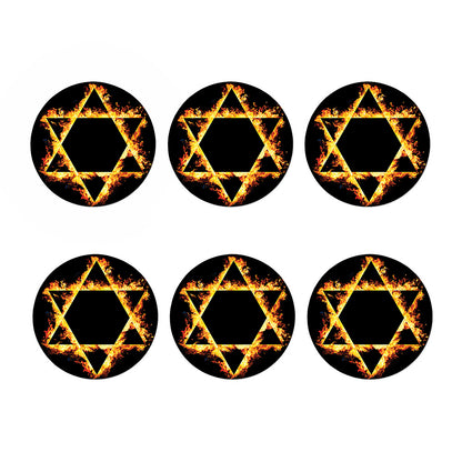 Flaming Star of David Print Coaster Set