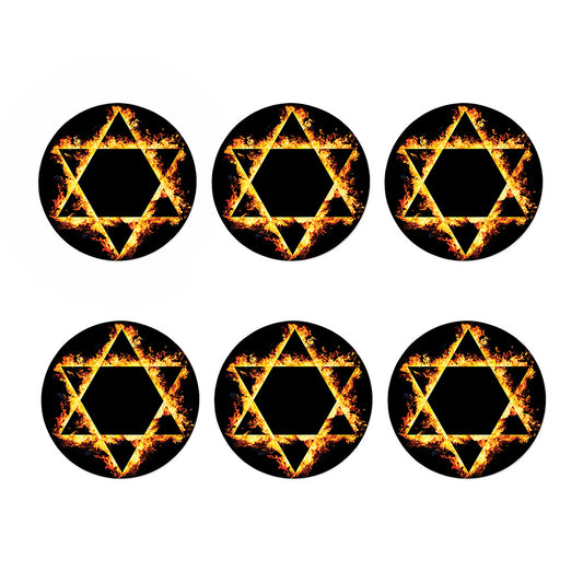 Flaming Star of David Print Coaster Set