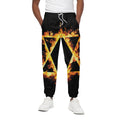 Flaming Star of David Print Cotton Sweatpants