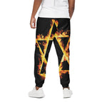 Flaming Star of David Print Cotton Pants