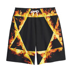 Flaming Star of David Print Cotton Shorts