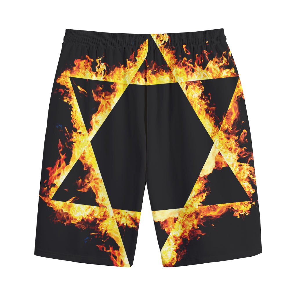 Flaming Star of David Print Cotton Shorts