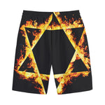 Flaming Star of David Print Cotton Shorts