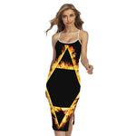 Flaming Star of David Print Cross Back Cami Dress