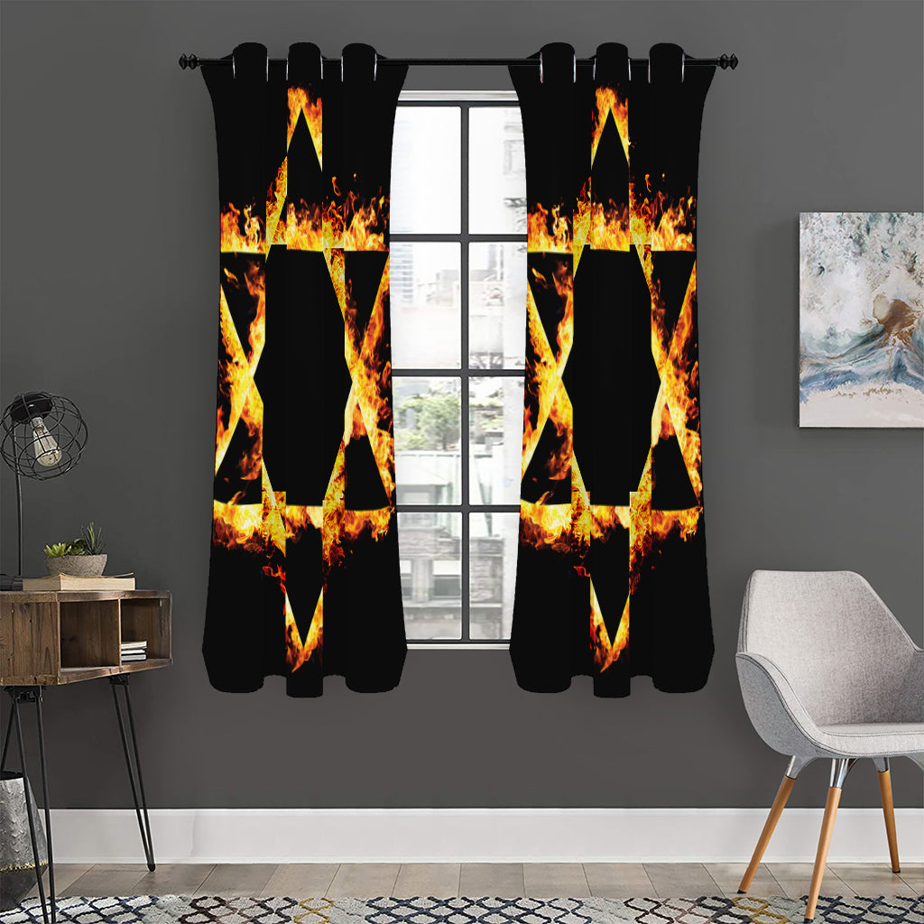 Flaming Star of David Print Curtain