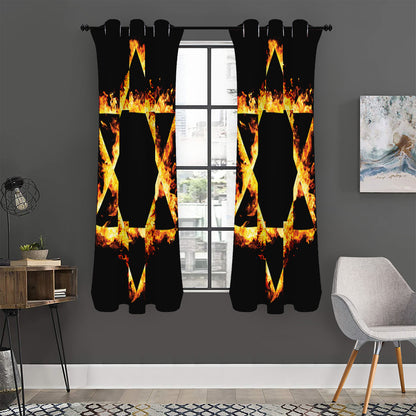 Flaming Star of David Print Curtain