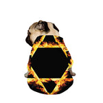 Flaming Star of David Print Dog Zip Up Jacket
