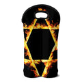 Flaming Star of David Print Double Neoprene Wine Tote