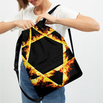 Flaming Star of David Print Drawstring Backpack