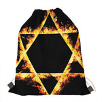 Flaming Star of David Print Drawstring Bag