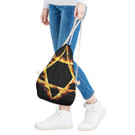 Flaming Star of David Print Drawstring Bag