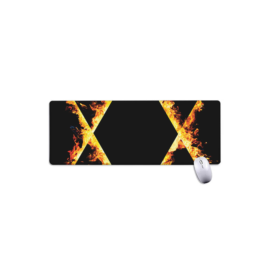Flaming Star of David Print Extended Mouse Pad