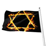 Flaming Star of David Print Flag