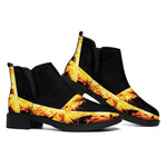 Flaming Star of David Print Flat Ankle Boots