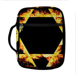 Flaming Star of David Print Front Pocket Bible Bag