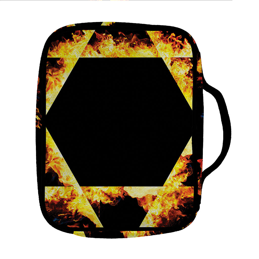 Flaming Star of David Print Front Pocket Bible Bag