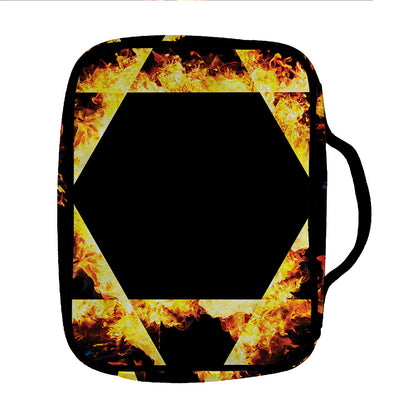 Flaming Star of David Print Front Pocket Bible Bag
