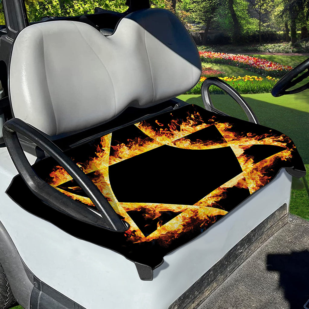 Flaming Star of David Print Golf Cart Seat Cover