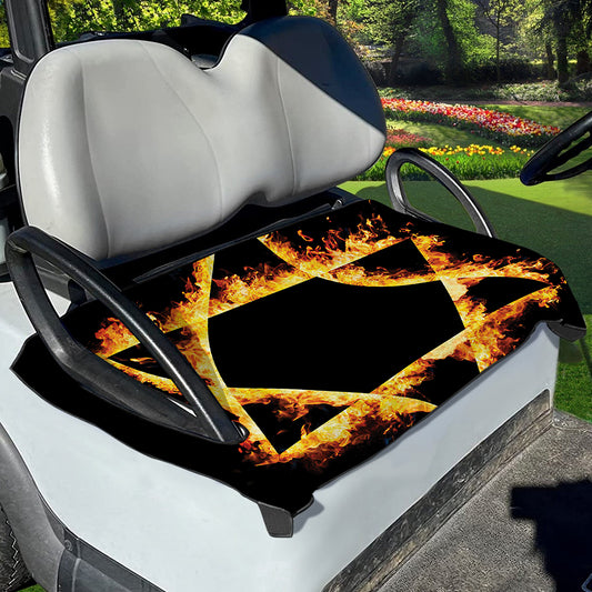 Flaming Star of David Print Golf Cart Seat Cover
