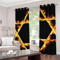Flaming Star of David Print Grommet Curtains