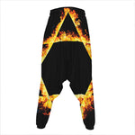 Flaming Star of David Print Hammer Pants