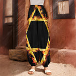 Flaming Star of David Print Harem Pants
