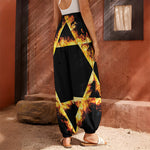 Flaming Star of David Print Harem Pants