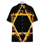 Flaming Star of David Print Hawaiian Shirt