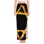 Flaming Star of David Print High Slit Maxi Skirt