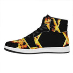 Flaming Star of David Print High Top Leather Sneakers