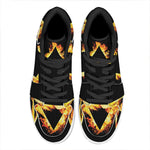 Flaming Star of David Print High Top Leather Sneakers