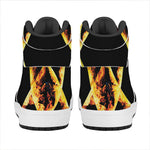 Flaming Star of David Print High Top Leather Sneakers