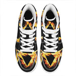 Flaming Star of David Print High Top Leather Sneakers