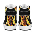 Flaming Star of David Print High Top Leather Sneakers