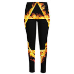Flaming Star of David Print High-Waisted Pocket Leggings