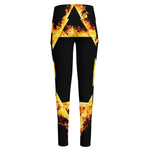 Flaming Star of David Print High-Waisted Pocket Leggings
