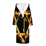 Flaming Star of David Print Hooded Bathrobe