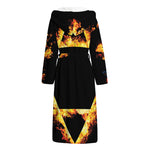 Flaming Star of David Print Hooded Bathrobe
